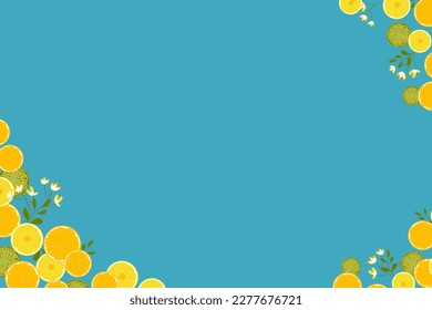 Orange lemon lime grapefruit hand drawing frame border vector illustration bright colour 