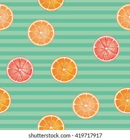 Orange, lemon, lime, grapefruit sliced vector seamless pattern background design template illustration. Citrus seamless pattern template. Citrus hand drawn pack tiled elements