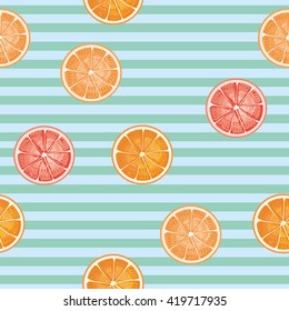 Orange, lemon, lime, grapefruit sliced vector seamless pattern background design template illustration. Citrus seamless pattern template. Citrus hand drawn pack tiled elements