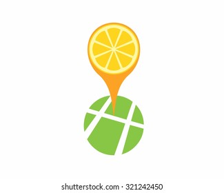orange lemon lime slice pin mark navigation vector 3