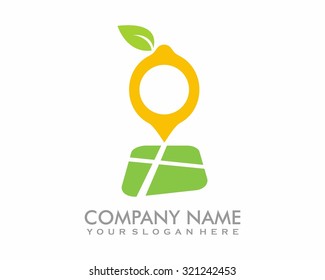 orange lemon lime slice pin mark navigation vector