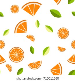 Orange, lemon on white background. Seamless pattern. Vector illustration.
