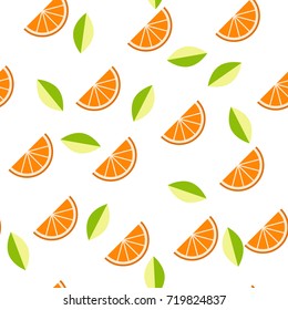 Orange, lemon on white background. Seamless pattern. Vector illustration.