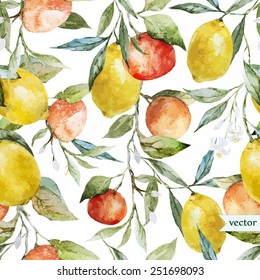 orange, lemon, pattern, watercolor