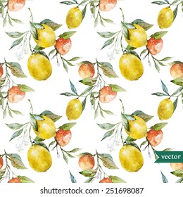 orange, lemon, pattern, watercolor, background