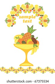 orange, lemon, pineapple, kiwi, banana. ornament