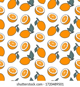 Orange Lemon Seamless Pattern Background