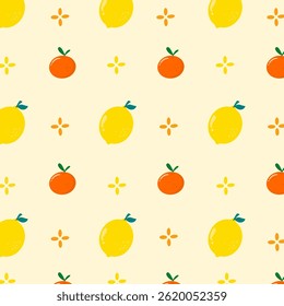 Orange and lemon seamless pattern. Cute fruit illustration for wallpaper, print, fashion fabric and paper wrapping