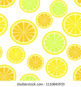 Orange, lemon. Seamless pattern. Vector illustration.