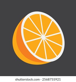 Orange, Lemon slice citrus fruit flat icon. Vector lemon half-cut logo, yellow trending vector illustration. Slices of lime, orange, and lemon square icon. Stylized minimal vector.