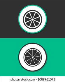 Orange or lemon slice vector icon.