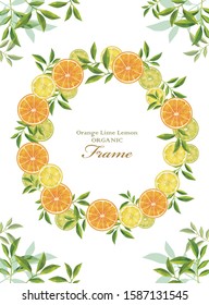 Orange and lemon watercolor style frame