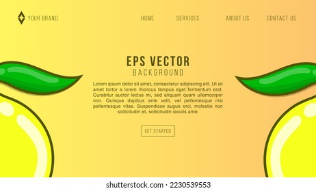 Orange Lemon Web Design Abstract Background Lemonade EPS 10 Vector For Website, Landing Page, Home Page, Web Page, Web Template