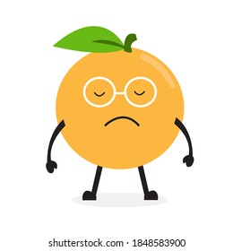 Vector De Ilustración Triste Del Personaje De Fruta De Lemonade Naranja.