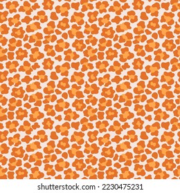 Orange leopard skin rosettes seamless pattern vector illustration. Funny cartoon animal skin print for clothes and home decor. Cartoon hand-drawn animal endless texture vector