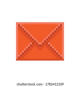 Orange letter cartoon. Vector pixel art.