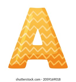 A orange letter. Cute childish alphabet for card, poster, nursery design cartoon vector illustration