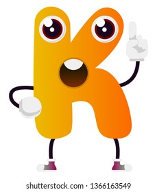 Orange letter K vector illustration on white background