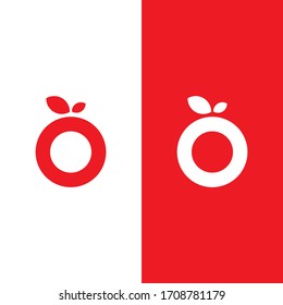 orange letter o fruit logo vector eps