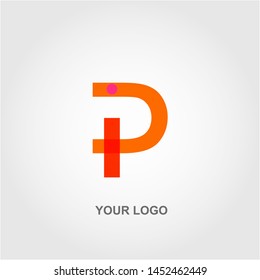 orange letter p logo. gradation color template design vector