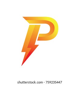 Orange Letter P Logo Power 3D