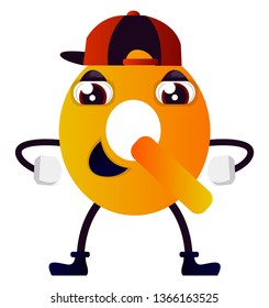 Orange letter Q with hat vector illustration on white background