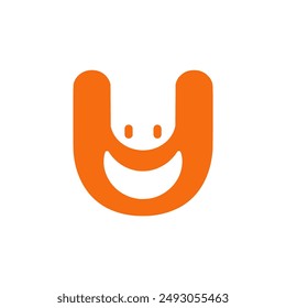 orange letter U smile logo vector illustration template design