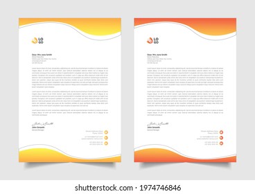 orange letterhead design set template