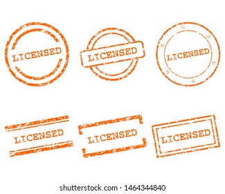 Orange licensed stamps on white