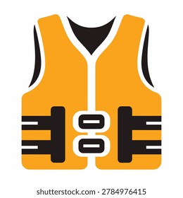 Orange life jacket icon on white background safety vest