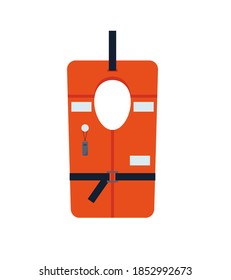Orange life jacket isolated on white background.