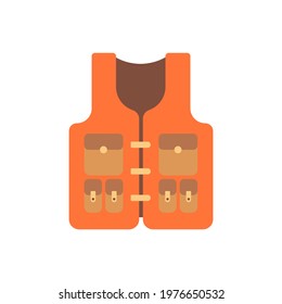Orange life jacket. Safety life vest. Flat vector illustration isolated on white background