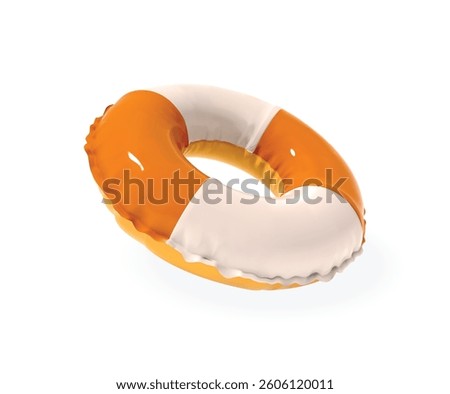 Orange Lifebuoy 3d icon. rendering of a Orange and white lifebuoy isolated vector 3d illustration.