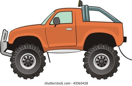 orange lifted car for bad roads