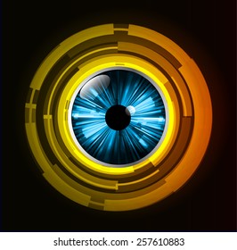 orange Light Abstract Technology background for computer graphic website internet and business. blue eye