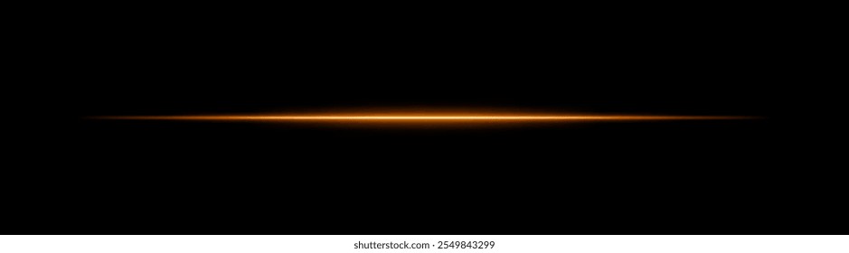 Haz de luz naranja con un brillo luminoso y elegante sobre un fondo oscuro. Una veta Horizontal perfecta para diseños futuristas, transiciones de ciencia ficción o efectos de neón dinámicos. Efecto de luz de energía vibrante.