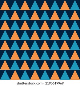 orange and light blue triangles pattern on dark blue background