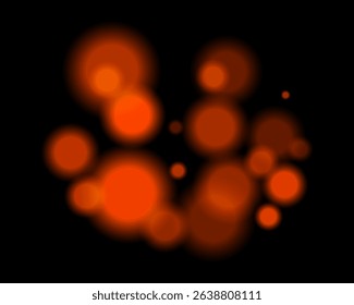 Orange light bokeh. Soft blurry circles in random size and opacity on dark background. Atmospheric and abstract, fits dreamy, festive, or sci-fi themes.