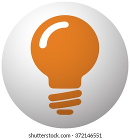 Orange Light Bulb icon on sphere isolated on white background