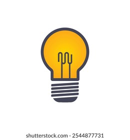Orange light bulb idea vector icon. The light bulb shines.