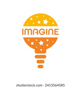 orange light bulb and imagine logo. star imagine concept. imagine concept for business, education world