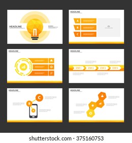 Orange light bulb presentation templates Infographic elements flat design set for brochure flyer leaflet marketing advertising