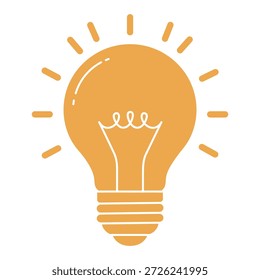 Orange Glühbirne mit strahlenden Linien auf weißem Hintergrund Idee Innovationskonzept energy des