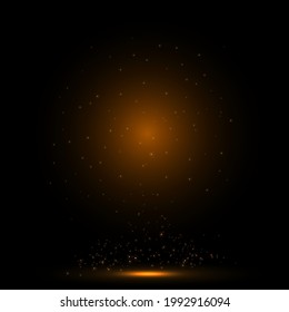 orange light effect on black background. vector illustration