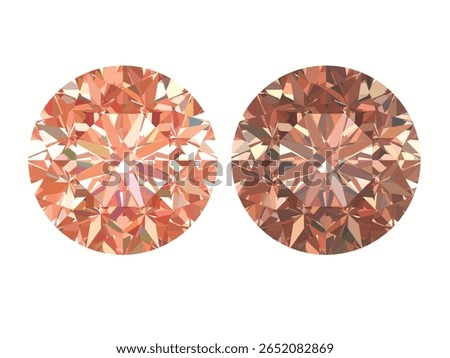 Orange light and intense colors round diamond and gems brilliant cut, which is designed to maximize light reflection and brilliance.