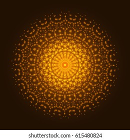 Orange light mandala. Abstract vector flower ornament