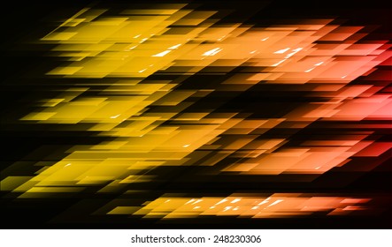 orange light and stripes moving fast over black background. text box