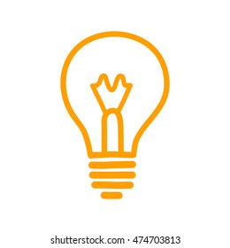 Orange Lightbulb Drawing On White Background