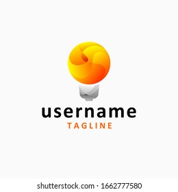 orange lightbulb logo design inspiration . modern lamp logo design tempalte . blend overlap circle orange colour icon