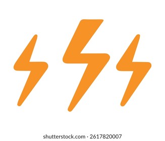 Orange Lightning Bolt Icons, Vector Fully Editable illustrator EPS File.